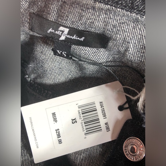 NWT 7 For All Mankind Fringed Dark Blue Denim Jacket - Size XS - Picture 5 of 6